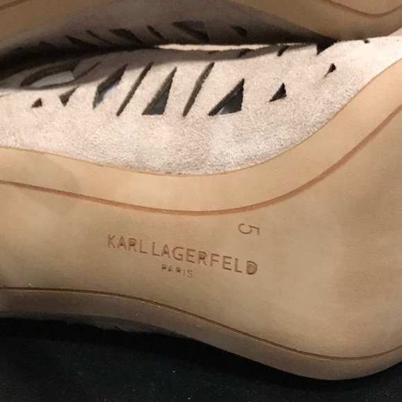 🆕️ Karl Lagerfeld Berry Cutout Open Toe Taupe Suede Booties size 5 - Picture 8 of 12